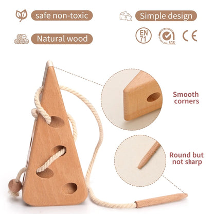 Baby Montessori Toys Activity Wooden Cheese Toys Travel Lacing Game  Early Learning Education Toys Montessori Teaching Aids Toy