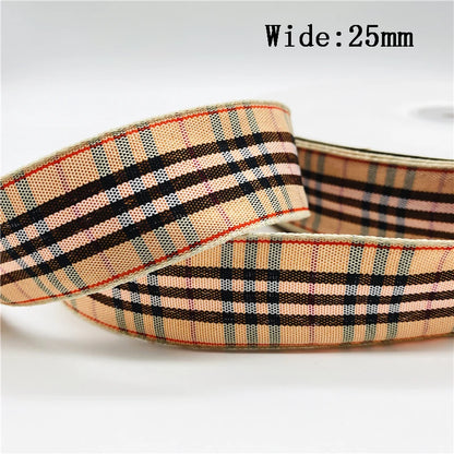 5yards/Lot 25mm Plaid Ribbon Christmas Decor Ribbon for Handmade Design Christmas Decoration DIY Gift Wrapping