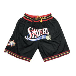 Embroidery Basketball Shorts Retro Sweat Vintage Bulls Magic Heat All Star Basketball Wear Shorts Zipper Pockets Just Men Don