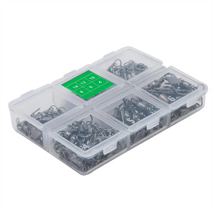 100pcs/Box 6 Size Swivel Fishing Connector Snap Pin Rolling Fishing Lure Tackle Alloy Fishing Gear Fish Tool Fishing Accessories