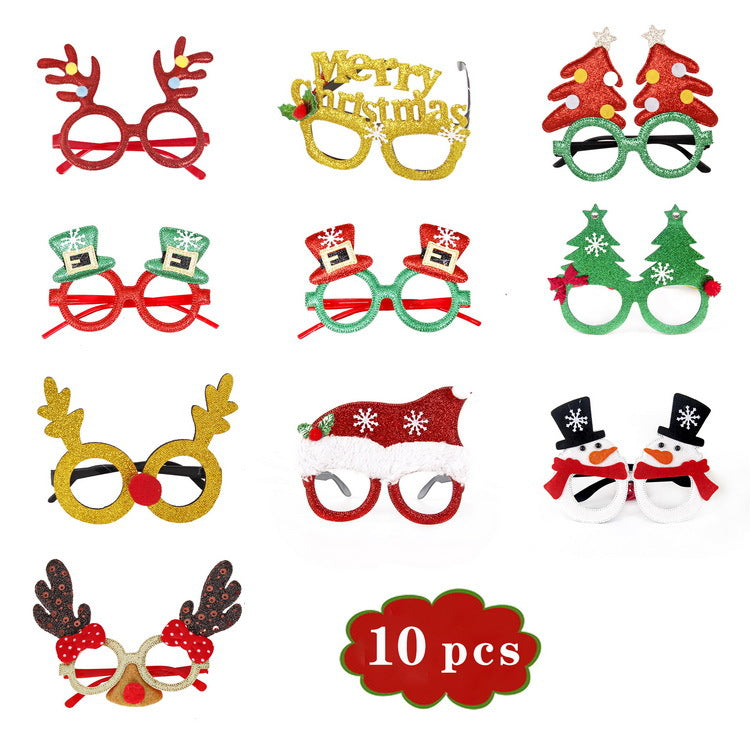 Christmas Glasses Glitter Party Glasses Frames Christmas Decoration Costume Eyeglasses for Christmas Parties Holiday Favors