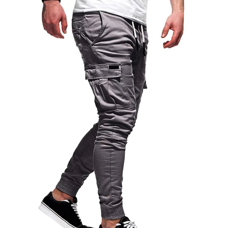 Men's Oversize Pants 2025 New Casual Solid Cargo Pants Men Trousers Drawstring Elastic Waist Joggers Men Sweatpants Streetwear