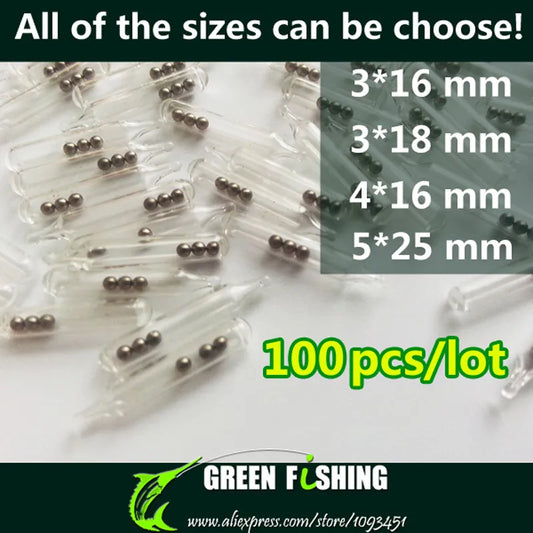 100pcs/Lot 3mm/4mm/5mm Jig Fishing Lure Glass Rattles Insert Tube Rattles Shake Attract Fly Tie Tying Fishing Rattle