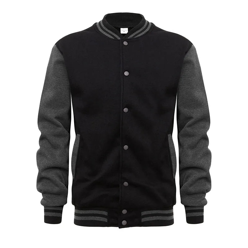 RNSHANGER New Black White Solid Color Jacket Loose Oversized Clothes Casual Men Baseball Clothes Personality Street Warm Coat