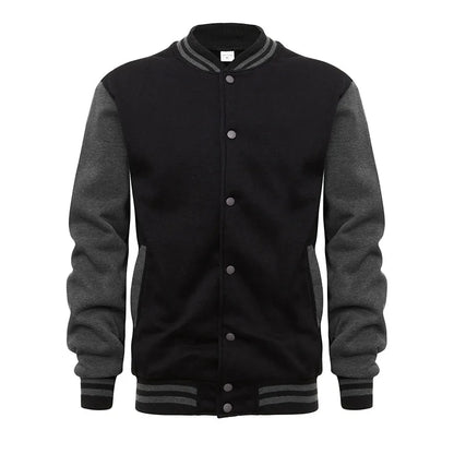 RNSHANGER New Black White Solid Color Jacket Loose Oversized Clothes Casual Men Baseball Clothes Personality Street Warm Coat