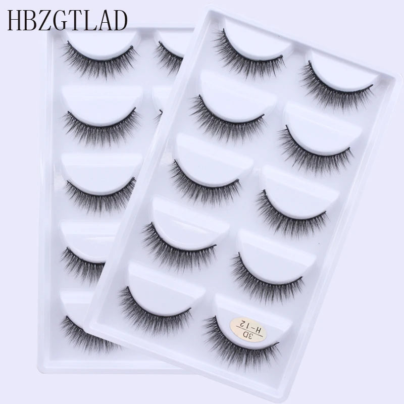 5 Pairs Multipack Faux 3D Mink Hair False Eyelashes Handmade Fluffy Long Lashes Nature Long Eye Makeup Tools Eye Lashes H13/S19