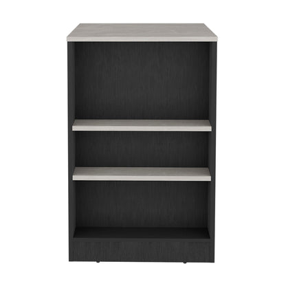 Kitchen Island with Three Side Shelves Doyle, Black / Ibiza Marble