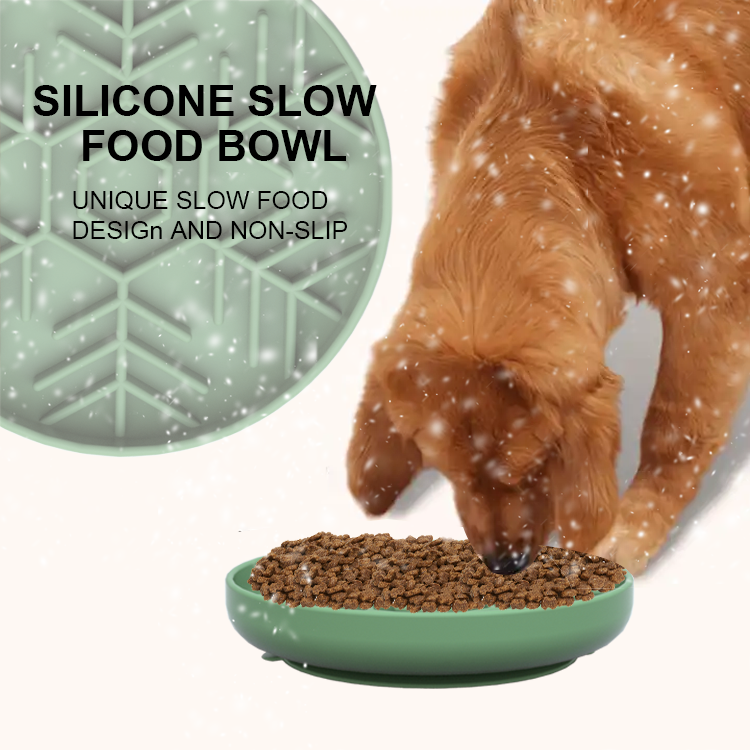 Pet Silicone Slow Feeder -snowflake Shaped Dog Bowl