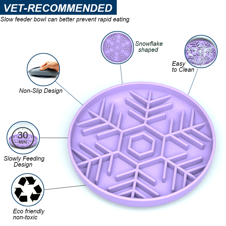 Pet Silicone Slow Feeder -snowflake Shaped Dog Bowl