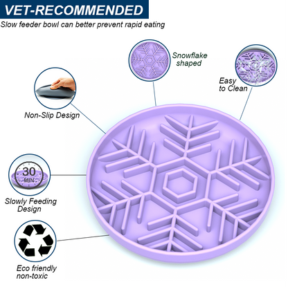 Pet Silicone Slow Feeder -snowflake Shaped Dog Bowl