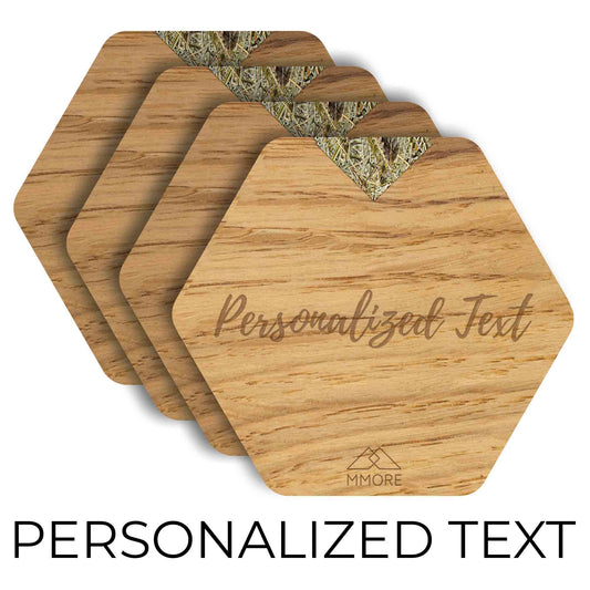 PERSONALIZED Wooden Coasters - Oak / Set of 4 Coasters