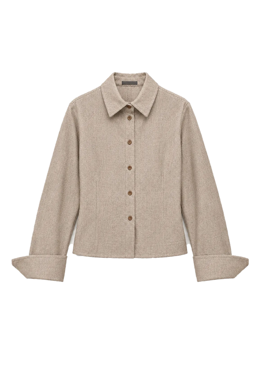 Refreshing Breathable Twill Linen Deconstructed Silhouette Old Money Style Waist Shirt Top"Berlin Afternoon Tea"