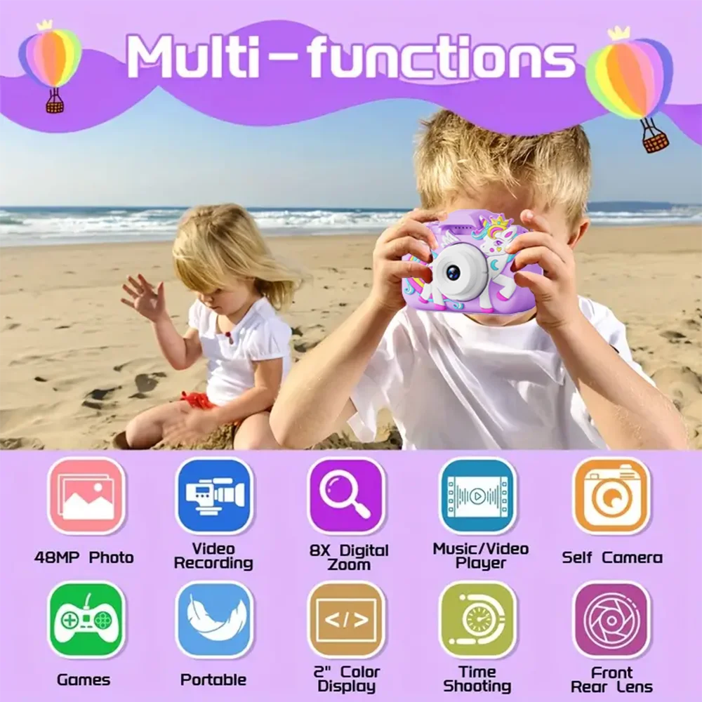 Kids Digital Camera with 2-Inch Screen 1080P HD Video and 32GB Card