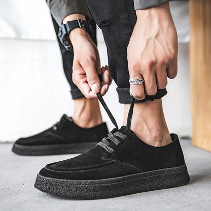 Cowhide Men's Shoes Fashionable Shoes Versatile Shoes Low Top Boots  Retro Casual Leather Shoes Men's British Work Shoes