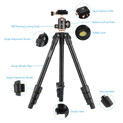 Andoer Q160SA Tripods Camera Tripod With Panoramic Ballhead Tripod for DSLR Digital Cameras Camcorder Canon Nikon Sony Camera