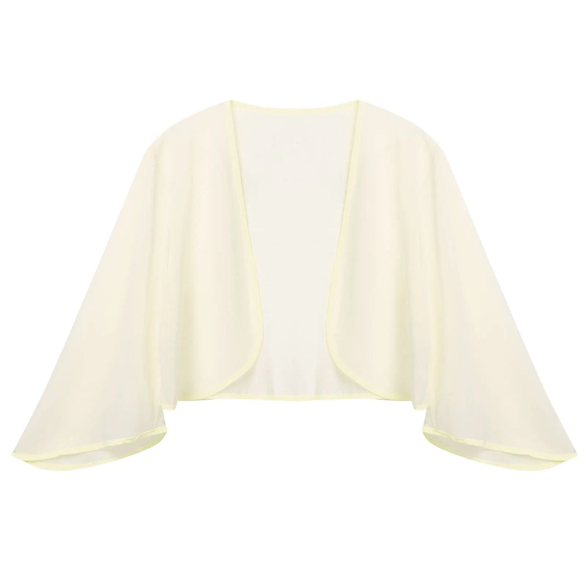 Women 3/4 Sleeve Chiffon Cardigan Bolero Shawls Outerwear Wedding Bridal Party Dress Wraps Beach Vacation Cover Ups Soft Cape