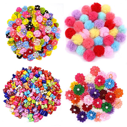 20PCS Pet Bows Dog Hair Bows for Puppy Yorkshirk Small Dogs Hair Accessories Grooming Bow Rubber Bands Dog Bows Pet Supplies