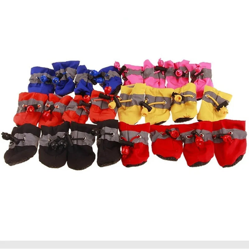 4pcs/Set Waterproof Pet Dog Shoes  Anti-Slip Rain Boots Footwear for Small Cats Dogs Puppy Dog Pet Booties Pet Paw Accessories