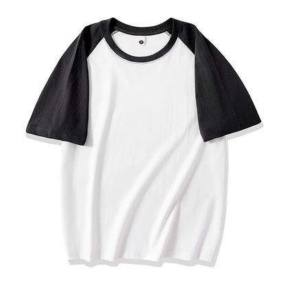 230gsm Fashion Loose Couple Short Sleeve T Shirt Summer O Neck Patchwork T Shirts Men Streetwear Overiszed Heavy Fabric Top Tees
