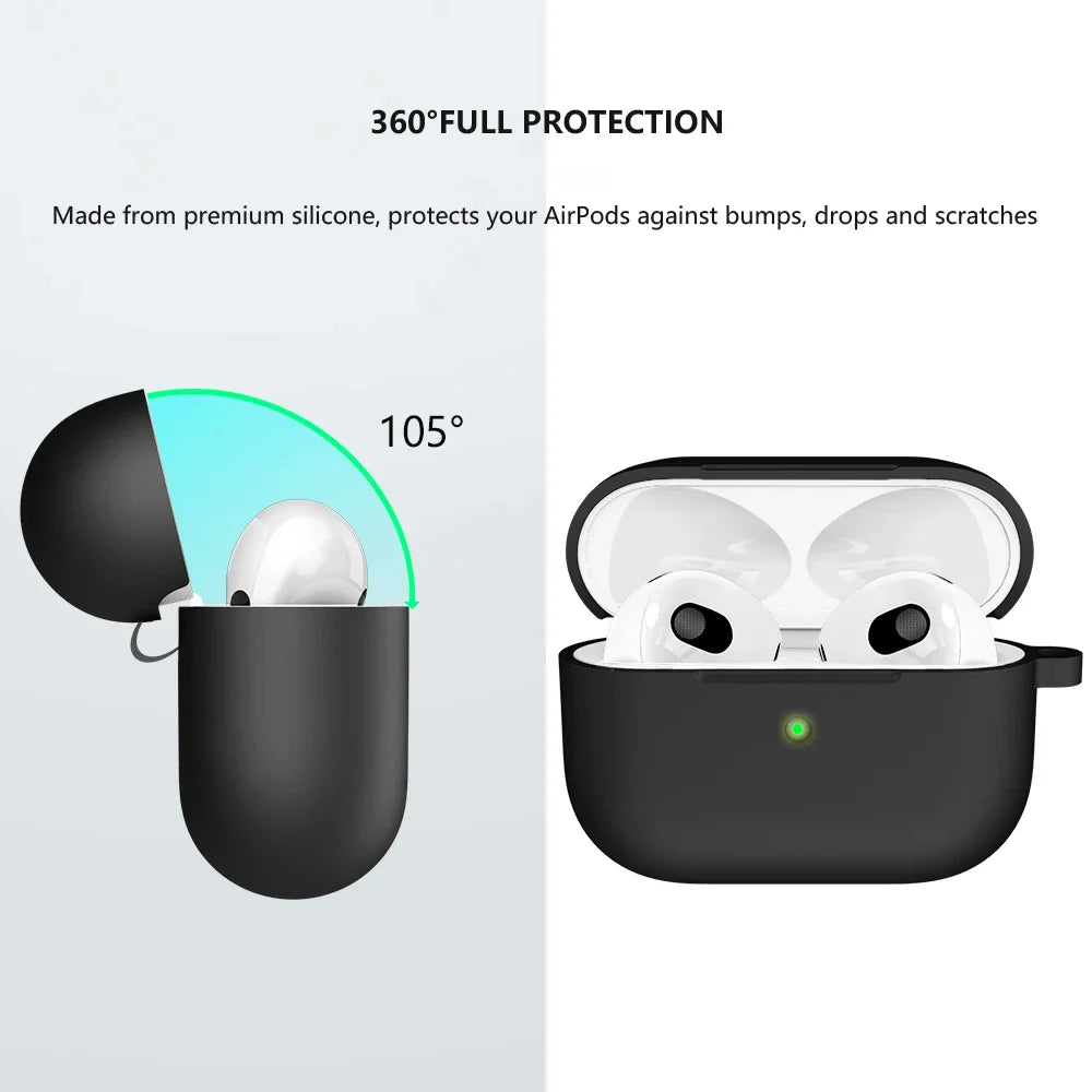 3rd Gen Earphone Case for AirPods 3 Apple Earphone Protective Case With Hook Hole Silicone Airpods Case Cover Earbuds Ear Pads