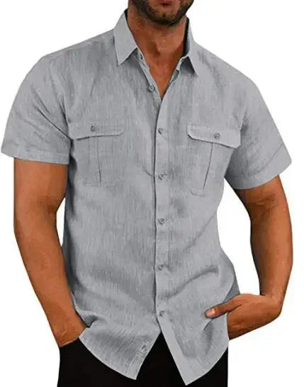 Men's Linen Hot Sale Men Short-Sleeved