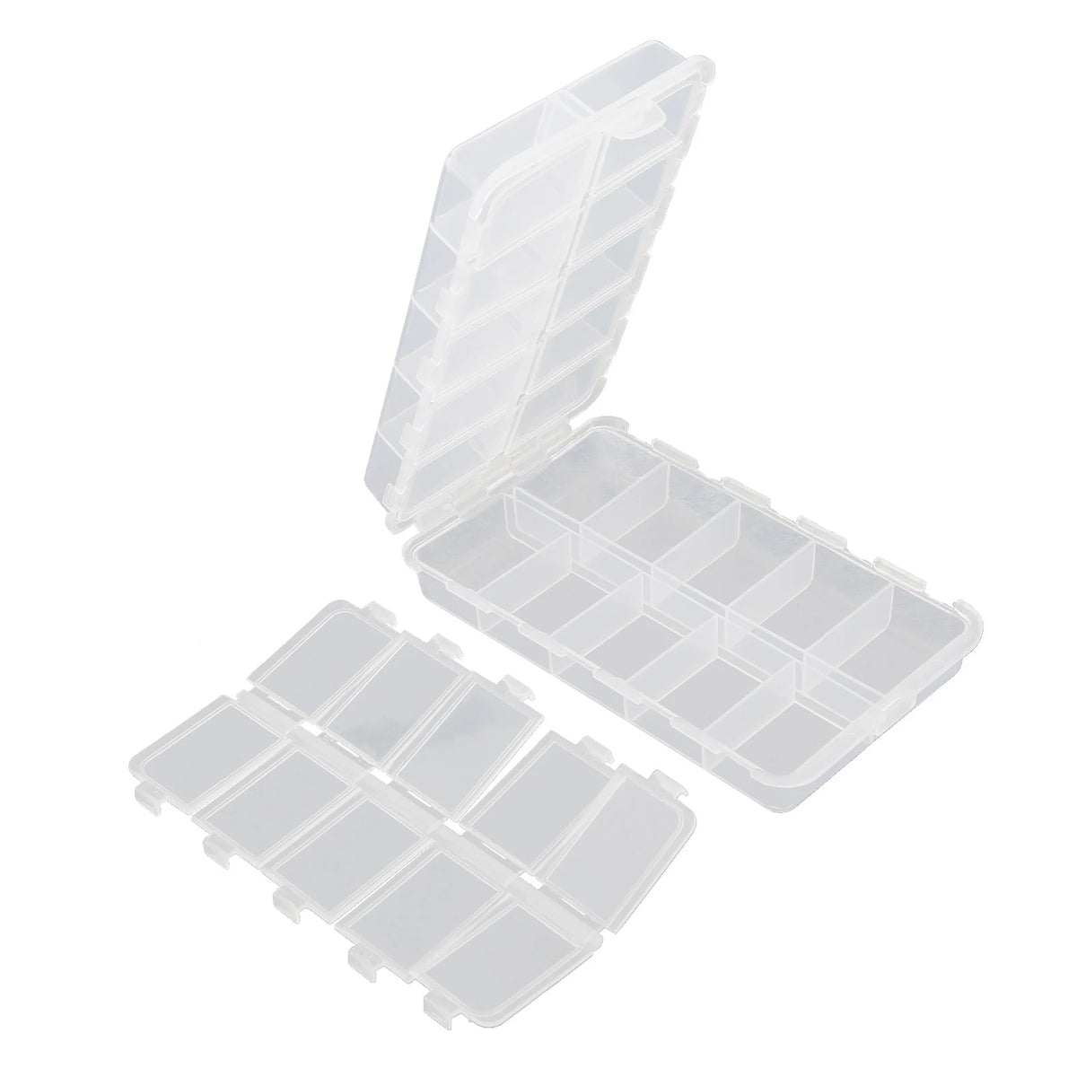 16.5 X 10 X 4cm 20 Compartments Plastic Fishing Tackle Box for Fishing Lures Baits / Hooks Storage, Transparent Fishing Case