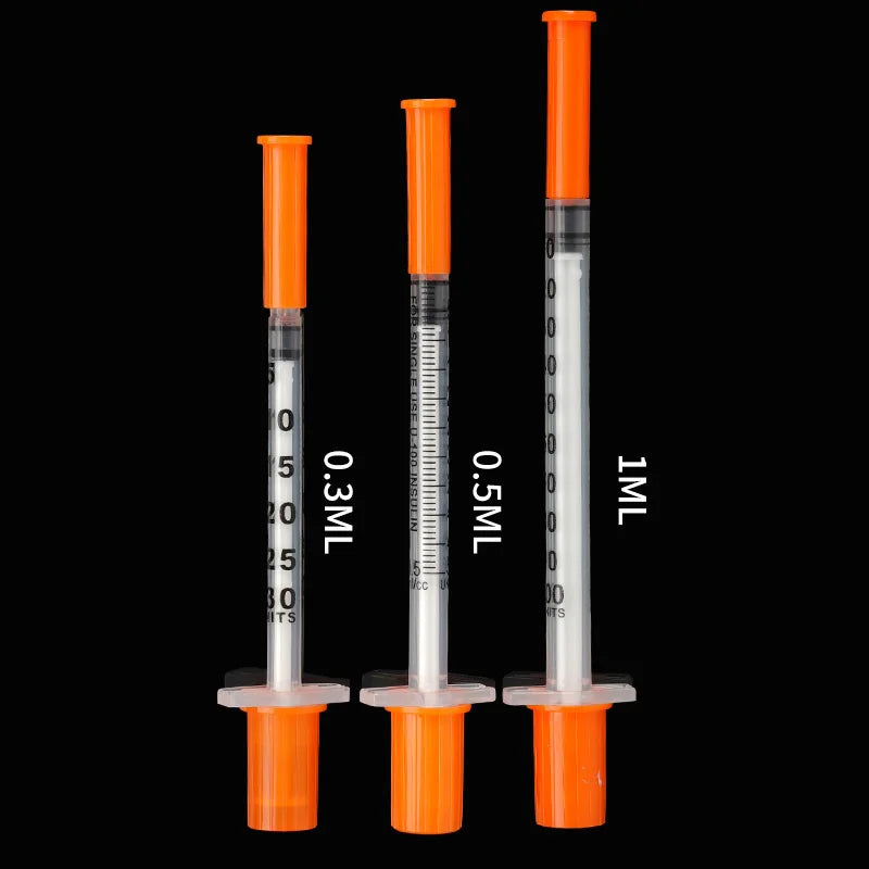 10/20pcs 0.3/0.5/1ml Disposable Plastic Veterinary Syringe Orange Cap With Needles for Pet Farm Animal Cat Dog Pig Cattle Sheep