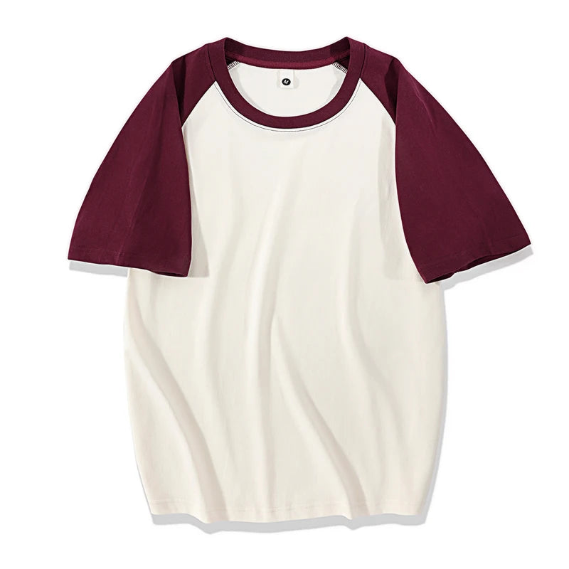230gsm Fashion Loose Couple Short Sleeve T Shirt Summer O Neck Patchwork T Shirts Men Streetwear Overiszed Heavy Fabric Top Tees