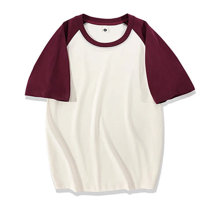 230gsm Fashion Loose Couple Short Sleeve T Shirt Summer O Neck Patchwork T Shirts Men Streetwear Overiszed Heavy Fabric Top Tees