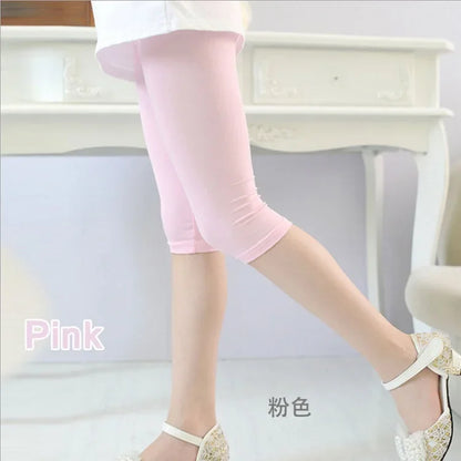Hot Solid Modal Cotton Girls Leggings Summer Kids Clothes Calf Length Pants Candy Color Children Cropped Legging for Girl 2-8 Y