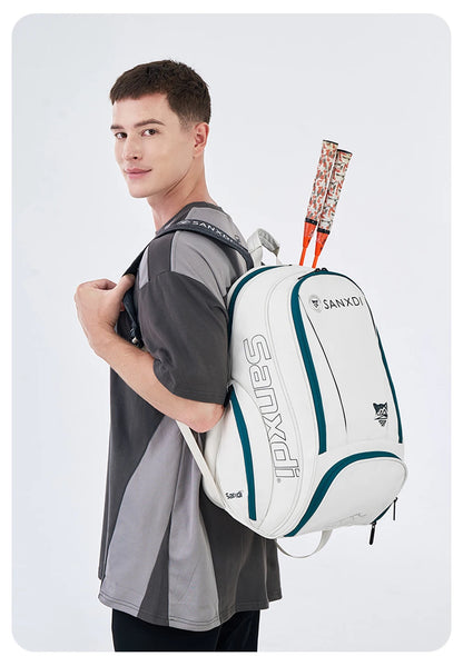 SANXDI Tennis Bag Unisex Large Capacity Squash Badminton Tennis Racquet Backpack Portable Paddles Pickleball Tennis Shoulder Bag