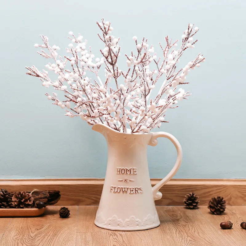 Christmas Simulation Berry Artificial Pine Needles Red Berry Flower Branch Shopwindow Holiday Decorations Home Decor Accessories