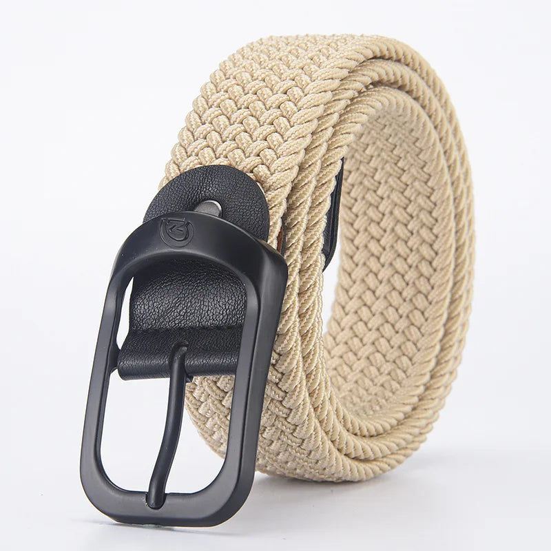 Men's Belt Casual Woven Elastic Belt Outdoor Sports Women's Belt Climbing Work Belt Jeans Suit Pants Men's and Women's Universal