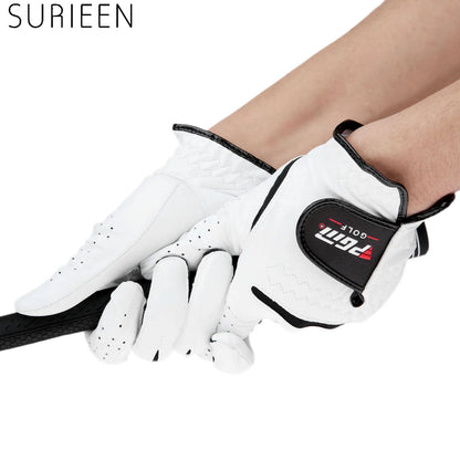 SURIEEN Outdoor Cabretta Leather Golf Gloves Men's Left and Right Hand Soft Breathable Sheepskin Slip-Resistant Male Golf Gloves