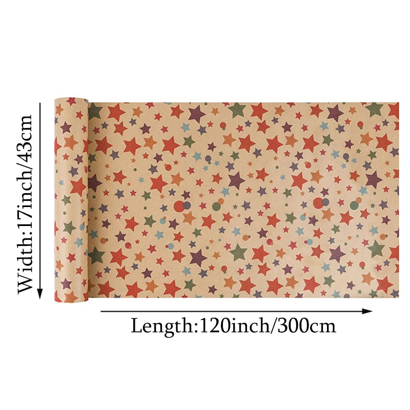 1 Roll 17 Inch X 120 Inch Birthday Wrapping Paper, Gift Wrapping Paper Roll, Kraft Wrapping Paper