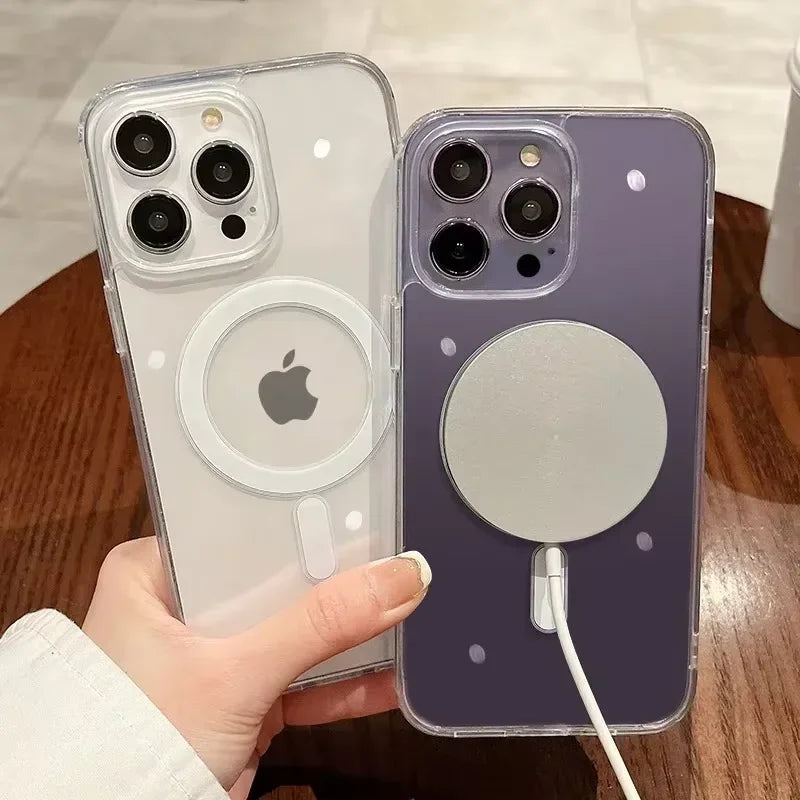 Luxury Transparent for Magsafe Magnetic Phone Case for iPhone 17  Air 17 Pro Max Shockproof Wireless Charging Cover