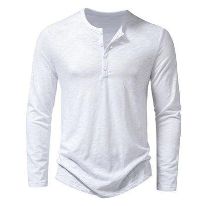Men's Cotton Henley Neck Long Sleeve Casual Shirt