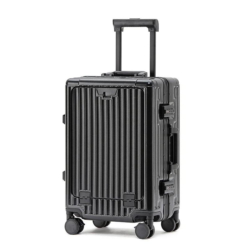 1-Piece Set 20inch Function Computer Aluminum Frame Trolley Suitcase Carry-On Luggage With Shock-Absorbing Brake, Silent Univers
