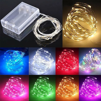 Battery Powered Copper Wire LED String Lights for Holiday Decoration