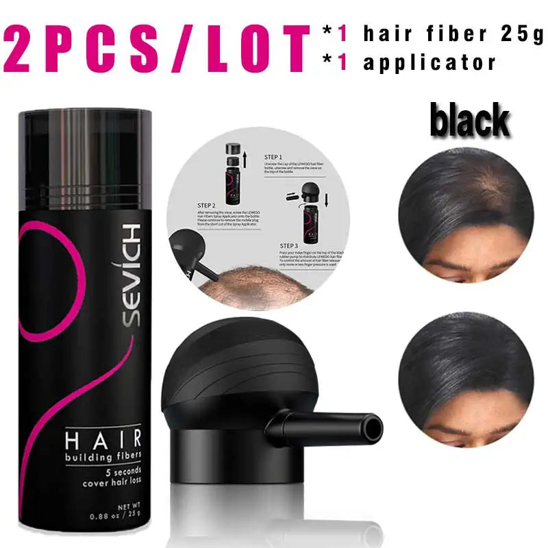 SEVICH Hair Building Fiber Set Cover Sparse Hair or Bald Spots Hair Loss Regrowth Treatment Keratin Hair Fiber Powder Applicator