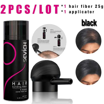 SEVICH Hair Building Fiber Set Cover Sparse Hair or Bald Spots Hair Loss Regrowth Treatment Keratin Hair Fiber Powder Applicator