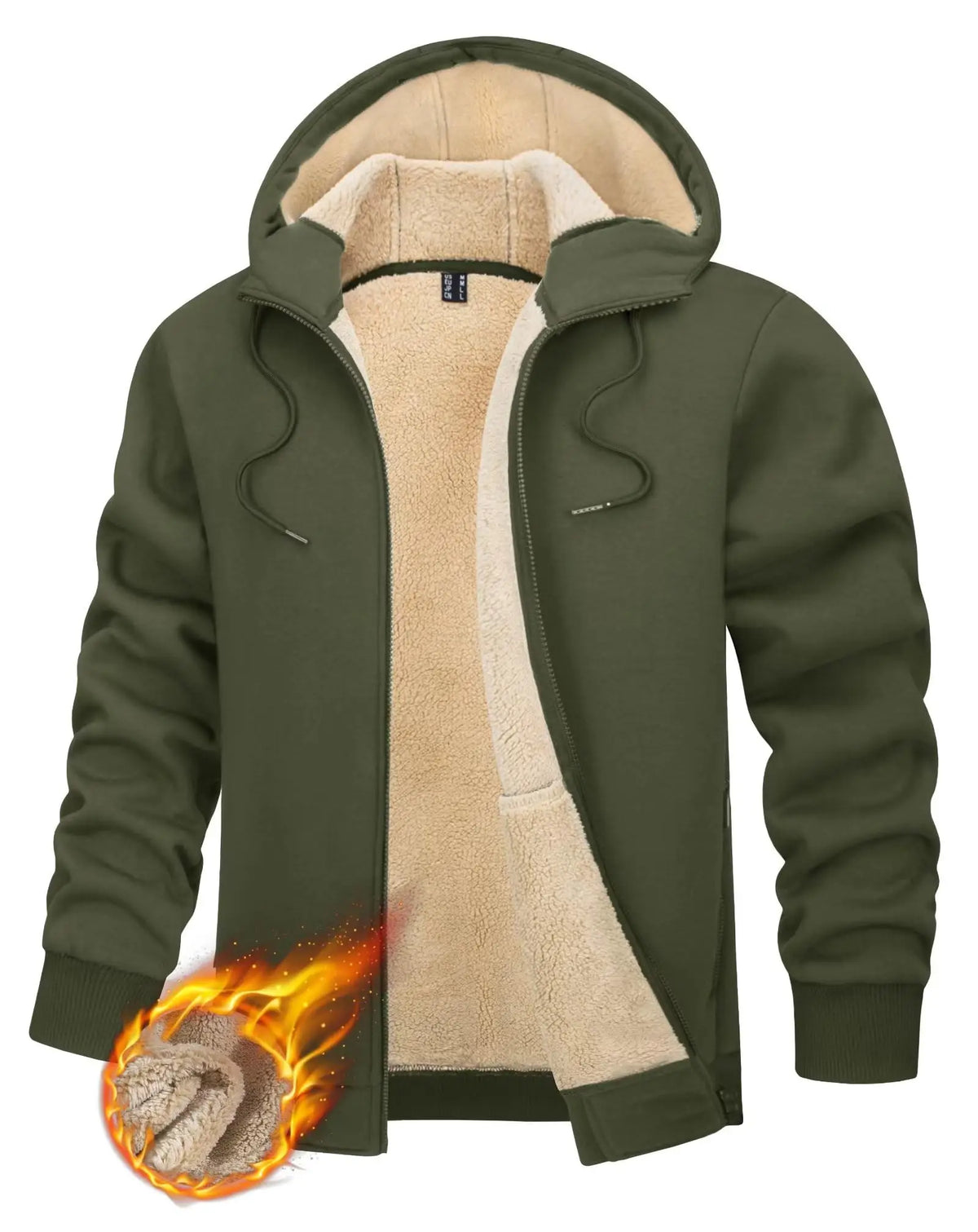 TACVASEN Fleece Lining Winter Hoodie Mens Sherpa Jackets Windproof Full Zip Warm Coats Climbing Hooded Casual Outwear Sportswear