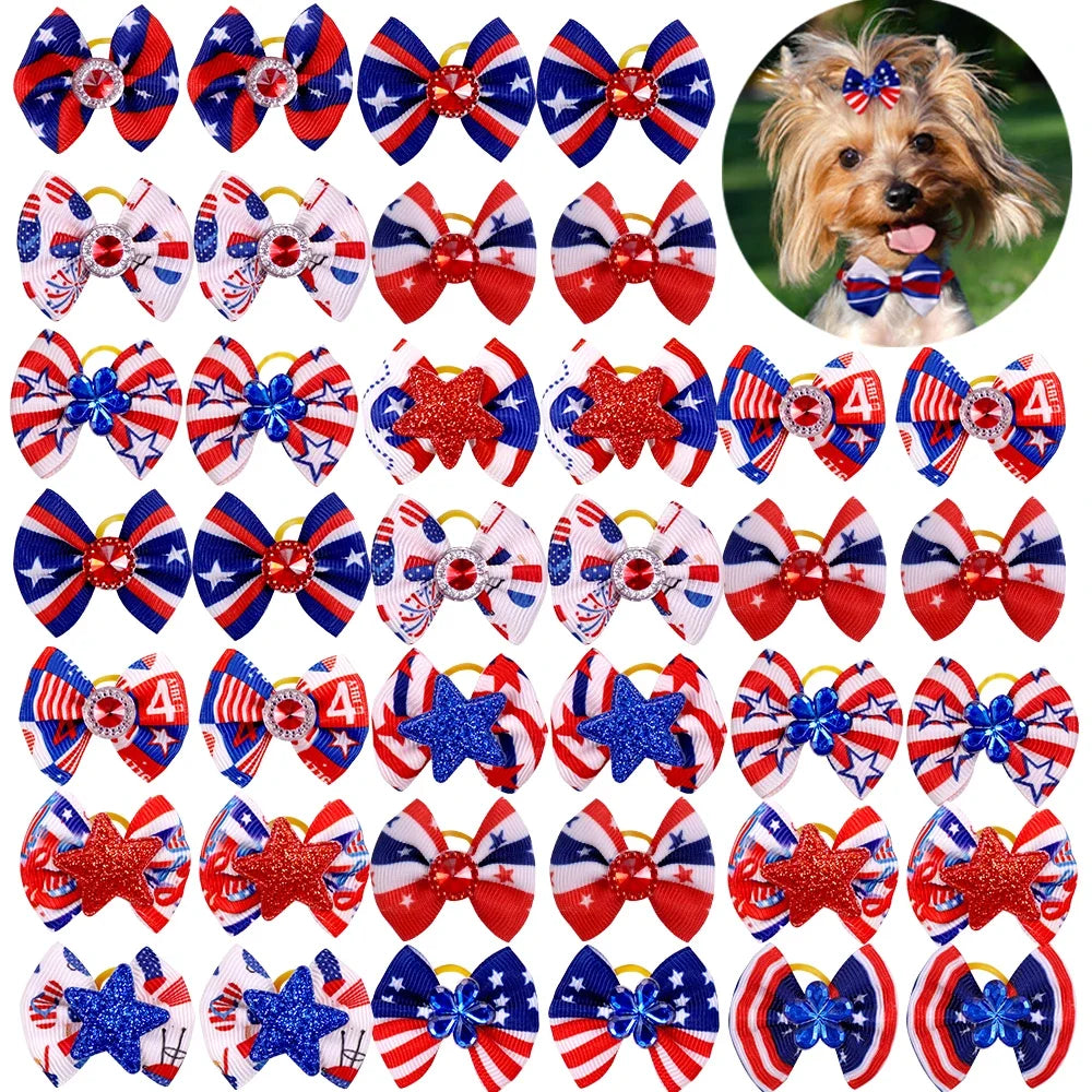 20PCS Pet Bows Dog Hair Bows for Puppy Yorkshirk Small Dogs Hair Accessories Grooming Bow Rubber Bands Dog Bows Pet Supplies