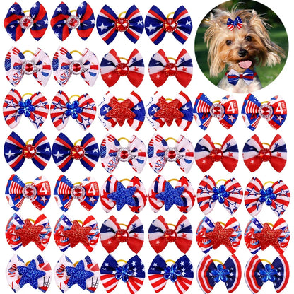 20PCS Pet Bows Dog Hair Bows for Puppy Yorkshirk Small Dogs Hair Accessories Grooming Bow Rubber Bands Dog Bows Pet Supplies