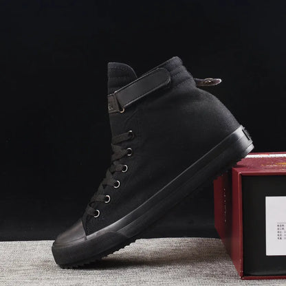 Fashion Sneakers Men Shoes Male Canvas Shoes High Top Sneakers Men Casual Shoes Black White Cloth Footwear KA797