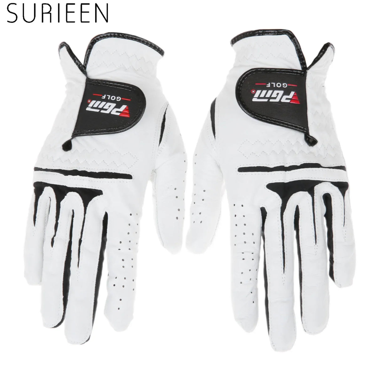 SURIEEN Outdoor Cabretta Leather Golf Gloves Men's Left and Right Hand Soft Breathable Sheepskin Slip-Resistant Male Golf Gloves