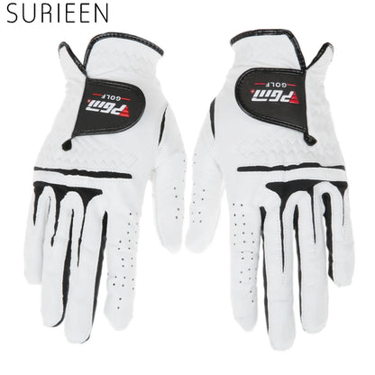 SURIEEN Outdoor Cabretta Leather Golf Gloves Men's Left and Right Hand Soft Breathable Sheepskin Slip-Resistant Male Golf Gloves