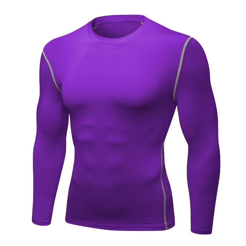 1pcs Men's Long-Sleeved Thermal Underwear Male Thin Tight Fitting Fast Dry Elastic Fitness Tops Man Autumn Winter Sprots Wear