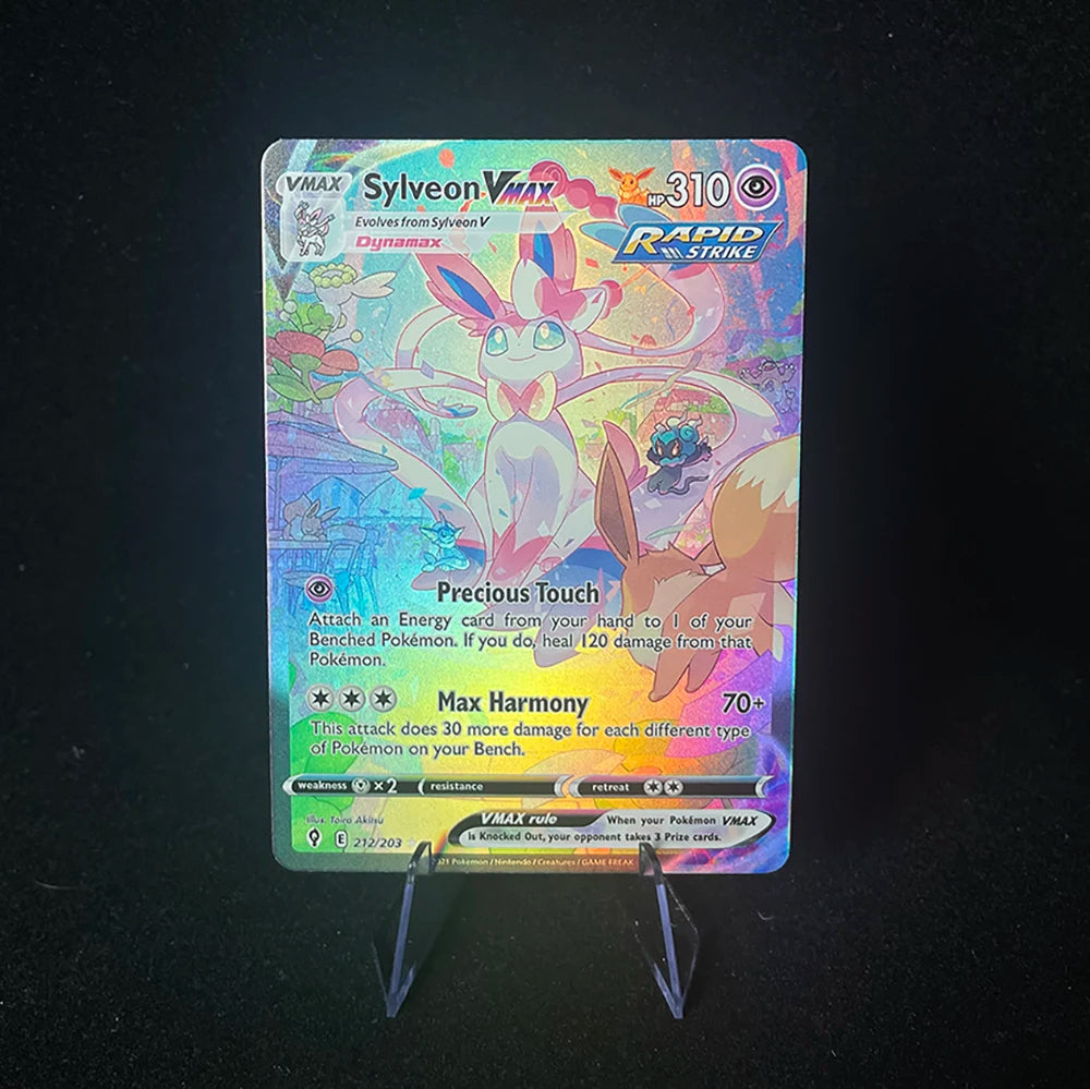 Anime PTCG Trading Card Vaporeon Lillies Clefairy Ex Gengar Vmax Rule Holographic Game Collection Card Child Holiday Gifts