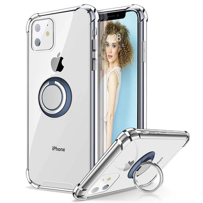 Ring Holder Shockproof Soft TPU Back Case for iPhone 16 17 15 14 SE 3 2nd 2020 12 13 Mini 11 Pro Max X XR XS 5 6 7 8 Plus